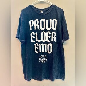 Black Graphic Tee - “Proud Elder Emo” Large
